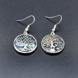 Tree of Life Whimsical Abalone Dangle Earrings
